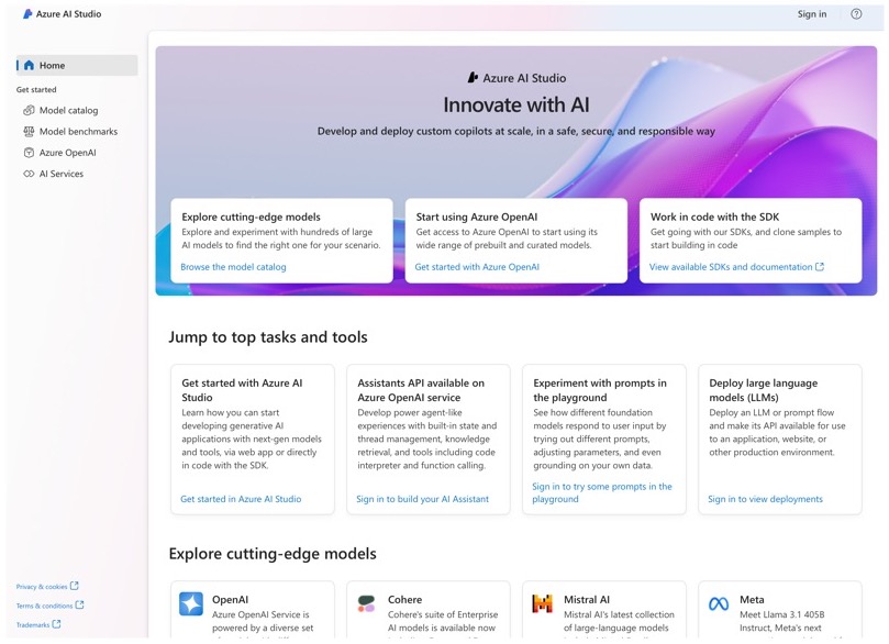Azure AI Studio screenshot