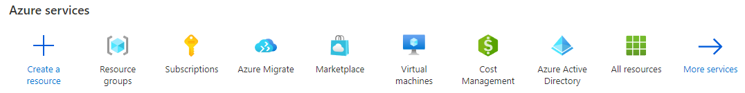 The picture shows the initial Azure service list.