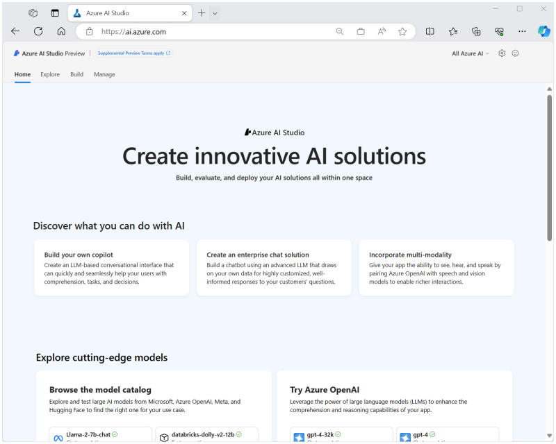 Azure AI Studio screenshot