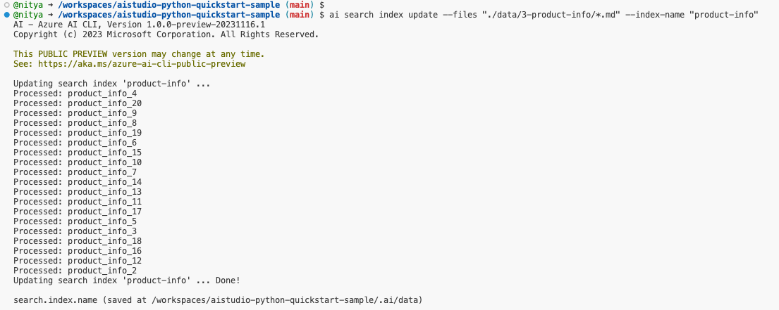 Index creation