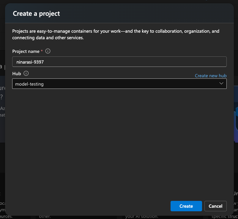 Azure AI Create Project