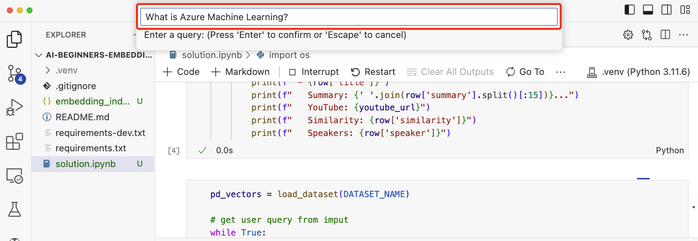 Input box for the user to input a query