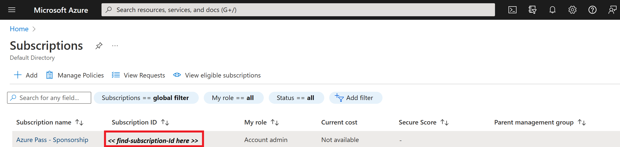 Azure subscription id